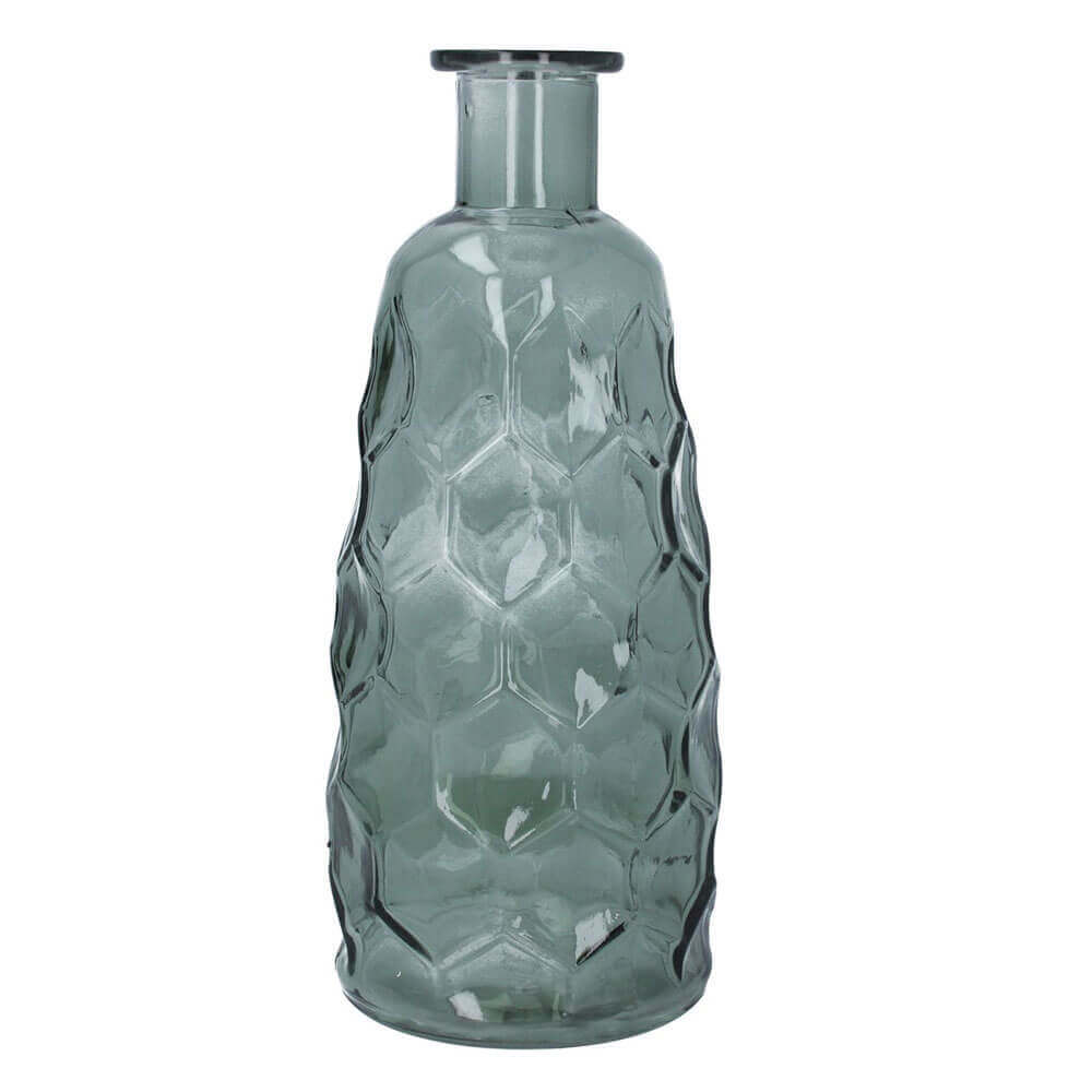 Gisela Graham Green Glass Honeycomb Tall Vase